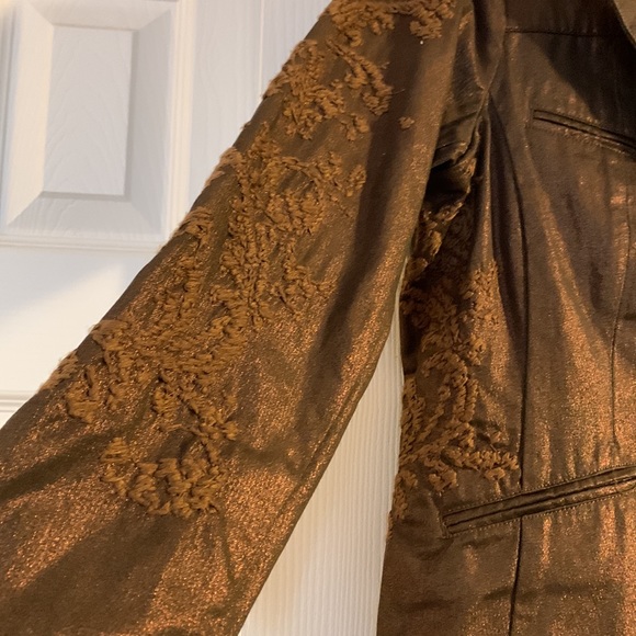 Cold water Creek gorgeous brown metallic jacket with embroidery! - Picture 7 of 11